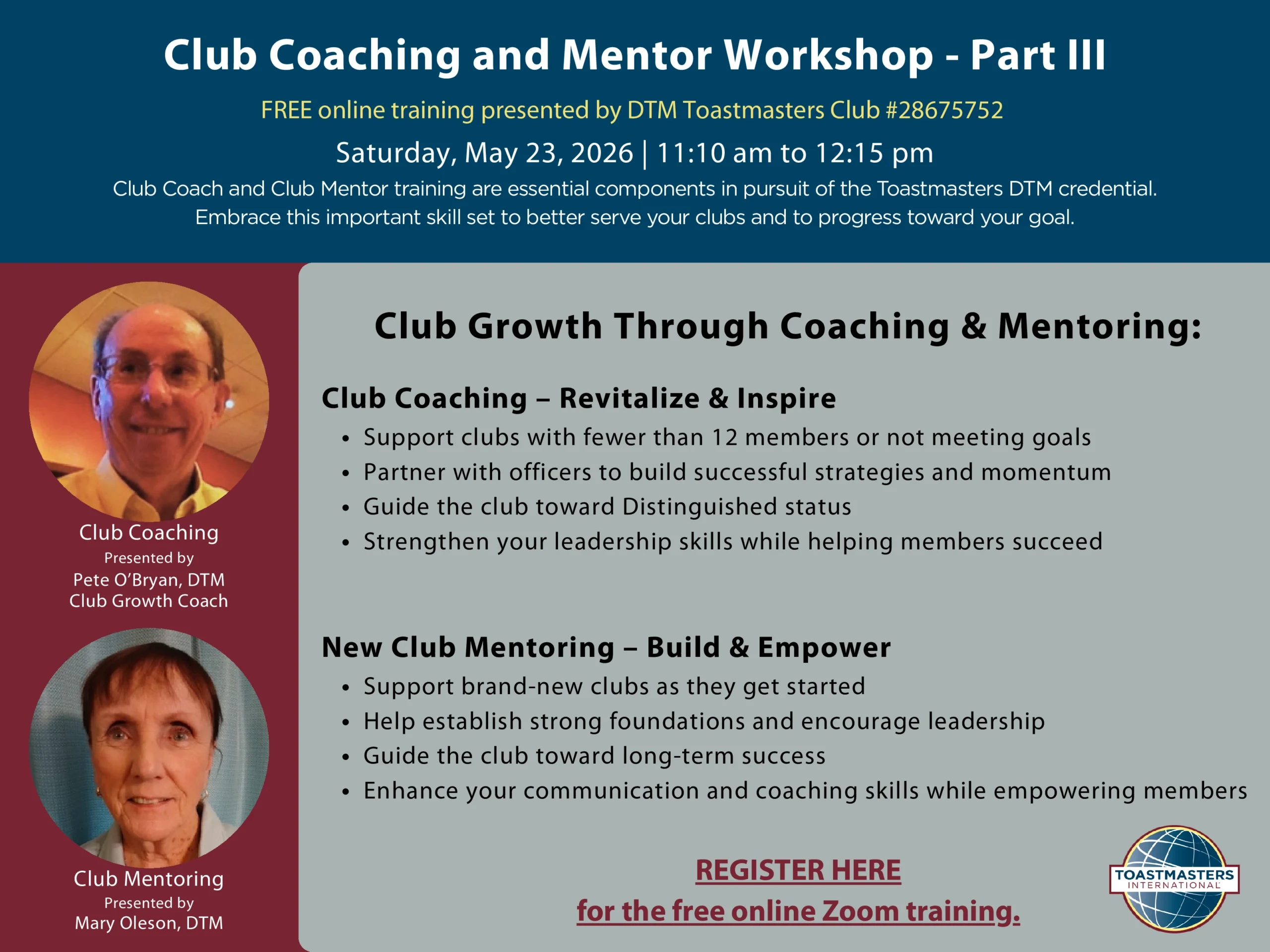 Invitation to join District 33 Club Coach & Club Mentor Training